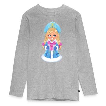 Ded Moroz Snegurotschka russischer Weihnachtsmann - Teenager Premium Bio Langarmshirt - Grau meliert - Vorne