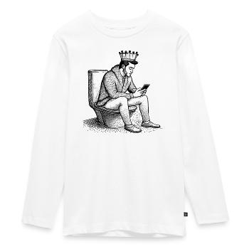 Op de mobiel - Tieners Premium Bio shirt met lange mouwen - wit - Voor - AI Model Kid Female (0cm)
