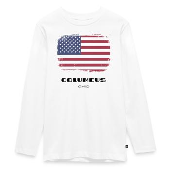 Columbus, Ohio, États-Unis - T-shirt manches longues Premium Ado - blanc - Devant - AI Model Kid Female (0cm)