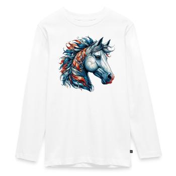 Horse - Teenager Premium Organic Long Sleeve Shirt - white - Front - AI Model Kid Female (0cm)