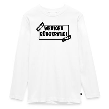 WENIGER BÜROKRATIE - Teenager Premium Bio Langarmshirt - Weiß - Vorne - AI Model Kid Female (0cm)