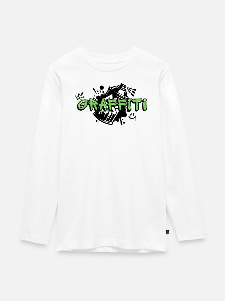 Graffiti - Teenager Premium Bio Langarmshirt - Weiß