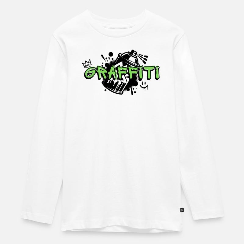 Graffiti - Teenager Premium Bio Langarmshirt - Weiß
