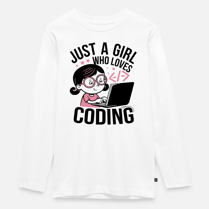 Nur ein Mädchen, das das Programmieren liebt - Teenager Premium Bio Langarmshirt - Weiß