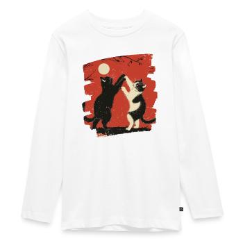 Pelea de gatos japoneses - Camiseta ecológica prémium de manga larga para adolescentes - blanco - delante - AI Model Kid Female (0cm)