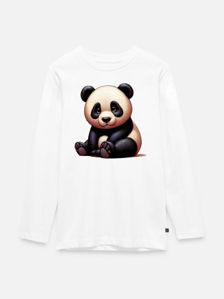Panda - Teenager Premium Bio Langarmshirt - Weiß