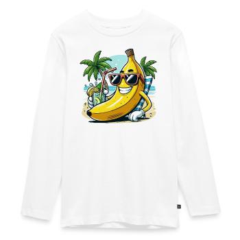 Banane détendue - T-shirt manches longues Premium Ado - blanc - Devant - AI Model Kid Female (0cm)