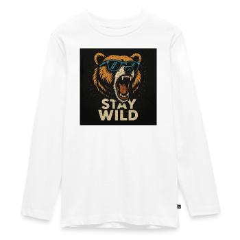 Rimani selvaggio - Maglia a maniche lunghe ecologica premium per ragazzi - bianco - Fronte - AI Model Kid Female (0cm)