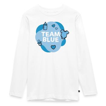 Team Blu Baby Shower Design - Maglia a maniche lunghe ecologica premium per ragazzi - bianco - Fronte - AI Model Kid Female (0cm)