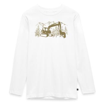 Bagger Silhouette Baugeräteführer Arbeit - Teenager Premium Bio Langarmshirt - Weiß - Vorne - AI Model Kid Female (0cm)