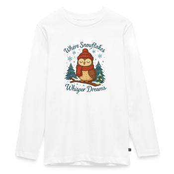 Wintereule – Where Snowflakes Whisper Dreams - Teenager Premium Bio Langarmshirt - Weiß - Vorne - AI Model Kid Female (0cm)