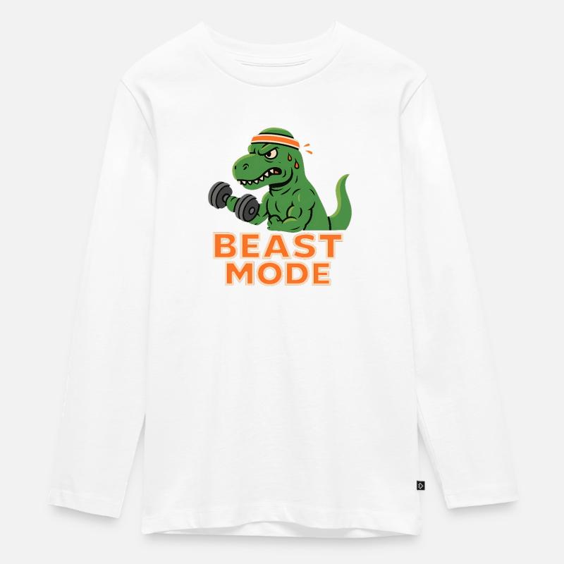 Mode de musculation Dino - T-shirt manches longues Premium Ado - blanc