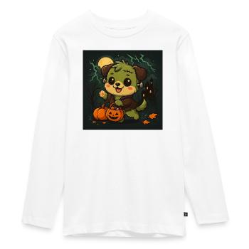 Frankenpawe Halloween Friend Dog Chibi Kawaii - Teenager Premium Organic Long Sleeve Shirt - white - Front - AI Model Kid Female (0cm)
