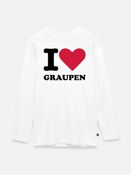 Stromberg Mit Spruch I Love Graupen - Teenager Premium Bio Langarmshirt - Weiß