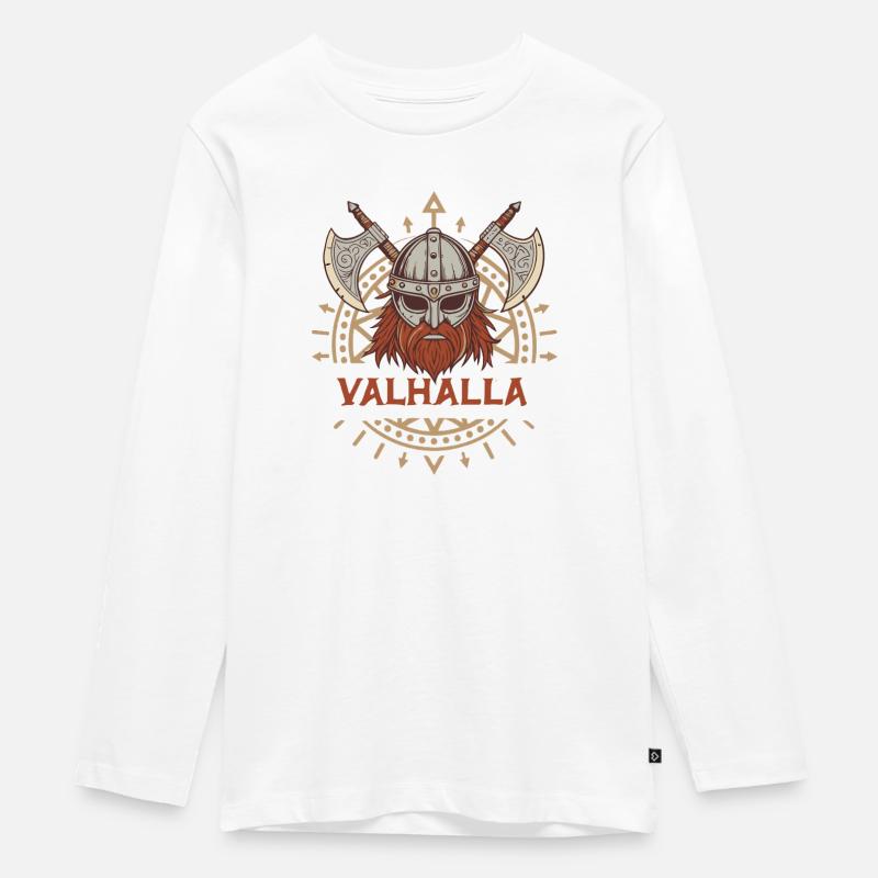 Ascia e barba vichinghe del Valhalla - Maglia a maniche lunghe ecologica premium per ragazzi - bianco