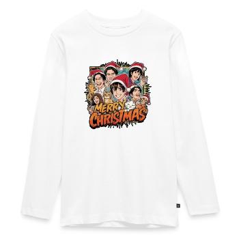 Fröhliche Weihnachtscharaktere Manga Cartoon - Teenager Premium Bio Langarmshirt - Weiß - Vorne - AI Model Kid Female (0cm)