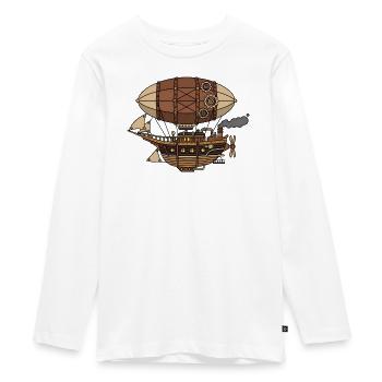 Steampunk Luftschiff - Teenager Premium Bio Langarmshirt - Weiß - Vorne - AI Model Kid Female (0cm)