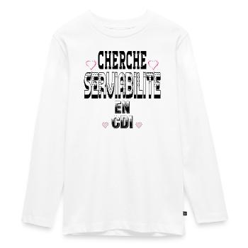 Cherche Serviabilité en CDI - T-shirt manches longues Premium Ado - blanc - Devant - AI Model Kid Female (0cm)