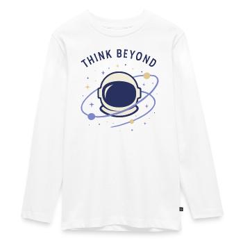 Denke Weiter - Teenager Premium Bio Langarmshirt - Weiß - Vorne - AI Model Kid Female (0cm)