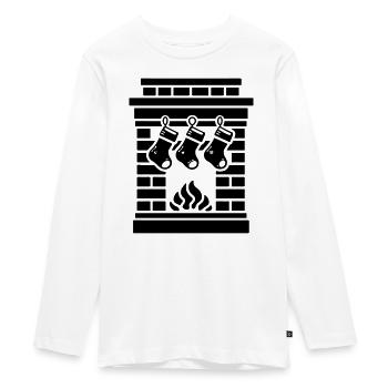Fireplace Christmas Christmas Sock - Teenager Premium Organic Long Sleeve Shirt - white - Front - AI Model Kid Female (0cm)