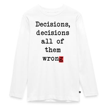 Wrong Decisions Club - Teenager Premium Organic Long Sleeve Shirt - white - Front - AI Model Kid Female (0cm)