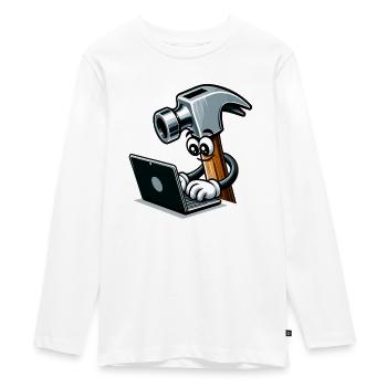 HammerCode: Werkzeug trifft Bits - Teenager Premium Bio Langarmshirt - Weiß - Vorne - AI Model Kid Female (0cm)
