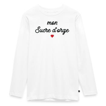 Mon Sucre d'Orge Script Cœur Rouge - T-shirt manches longues Premium Ado - blanc - Devant - AI Model Kid Female (0cm)