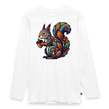 Écureuil coloré d’automne, habitant de la forêt magique - T-shirt manches longues Premium Ado - blanc - Devant - AI Model Kid Female (0cm)