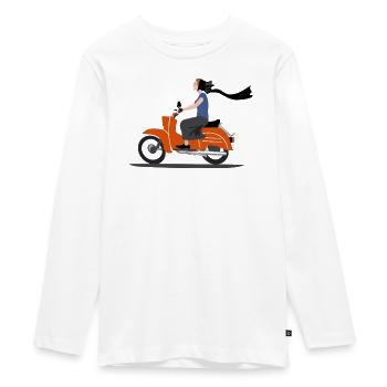 SERBSKA HOLCA MOPED - Teenager Premium Organic Long Sleeve Shirt - white - Front - AI Model Kid Female (0cm)
