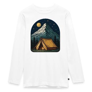 Moonlit night at the mountain tent - Teenager Premium Organic Long Sleeve Shirt - white - Front - AI Model Kid Female (0cm)