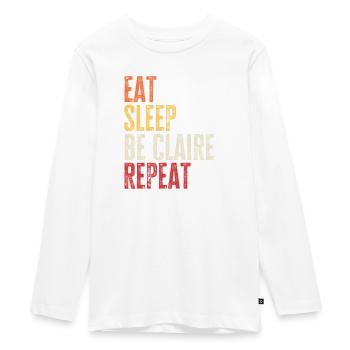 Mange, dors Be Claire, répète le nom rétro - T-shirt manches longues Premium Ado - blanc - Devant - AI Model Kid Female (0cm)