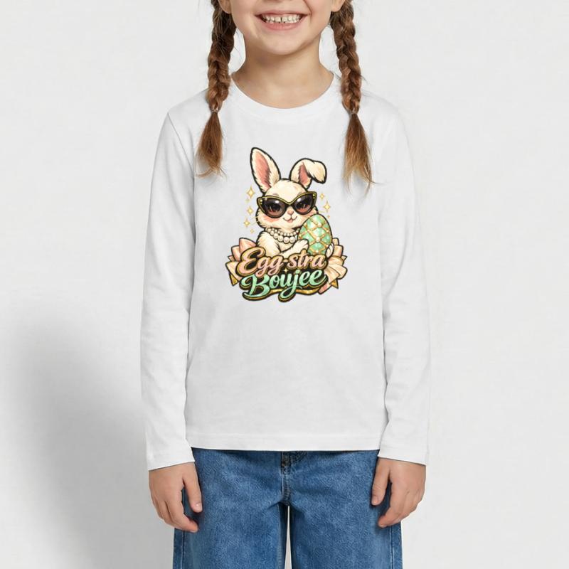 Egg-stra Boujee Easter Bunny Easter Teenager Premium Organic Long Sleeve Shirt