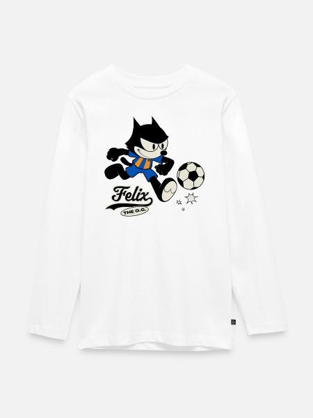 Felix The Cat Fußball-Design - Teenager Premium Bio Langarmshirt - Weiß