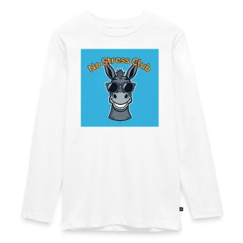 No Stress Club Donkey Cool - Teenager Premium Organic Long Sleeve Shirt - white - Front - AI Model Kid Female (0cm)
