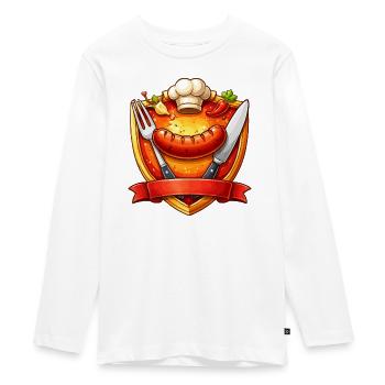 Saucisse grillée sur assiette rouge - T-shirt manches longues Premium Ado - blanc - Devant - AI Model Kid Female (0cm)