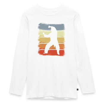 Dessin karateka vintage - T-shirt manches longues Premium Ado - blanc - Devant - AI Model Kid Female (0cm)