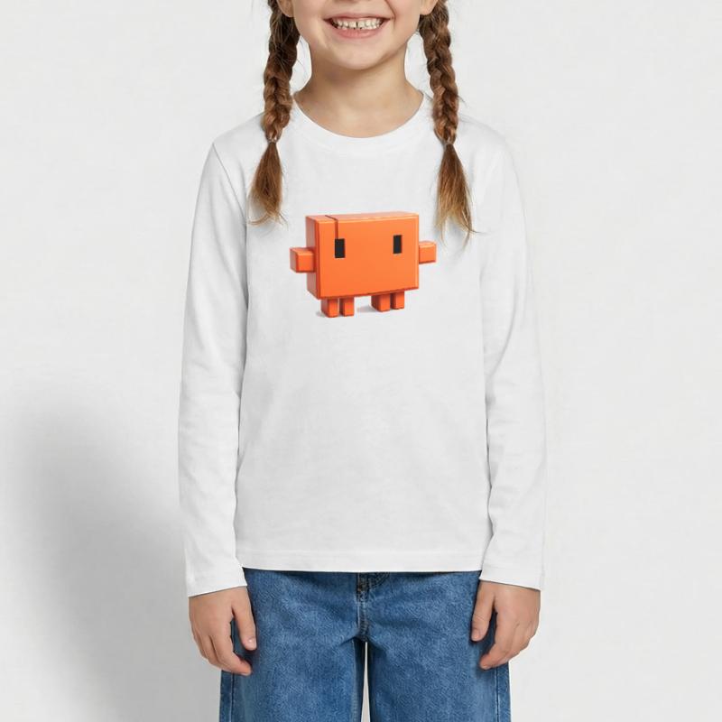 Claude Code Pixel 3D Mascot Cute Dev Sticker Teenager Premium Organic Long Sleeve Shirt