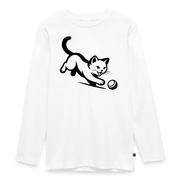 Katze - Teenager Premium Bio Langarmshirt - Weiß - Vorne - AI Model Kid Female (0cm)