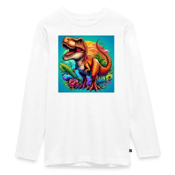dinosaure - T-shirt manches longues Premium Ado - blanc - Devant - AI Model Kid Female (0cm)