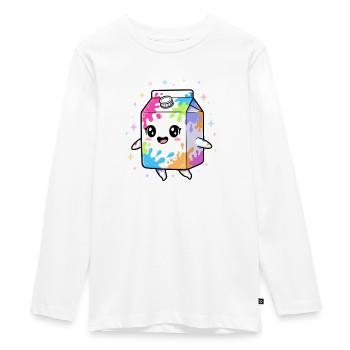 Carton de lait coloré Kawaii - T-shirt manches longues Premium Ado - blanc - Devant - AI Model Kid Female (0cm)