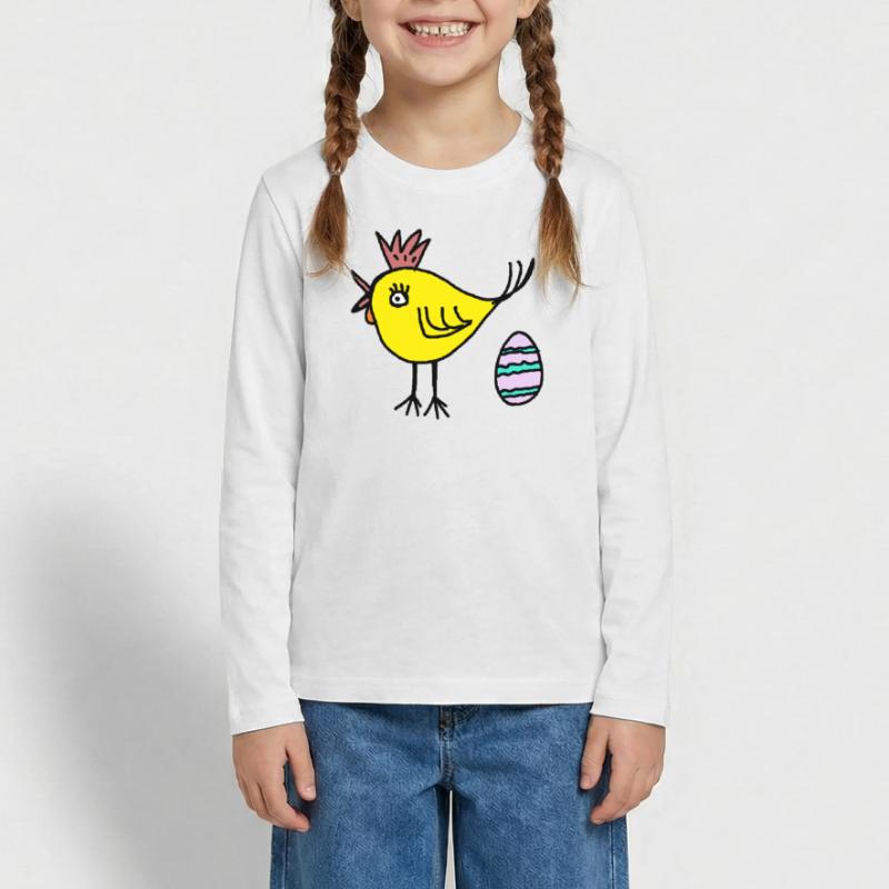Chicken Chick Egg Easter Easter Egg Kids Teenager Premium Organic Long Sleeve Shirt