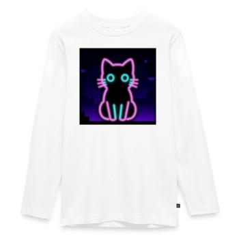 Neon Cat – Pixel Vibes für Gamer & Nerds - Teenager Premium Bio Langarmshirt - Weiß - Vorne - AI Model Kid Female (0cm)
