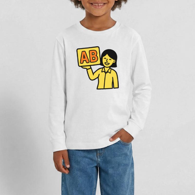 Teacher Elementary School ABC Vector Teenager Premium Organic Long Sleeve Shirt