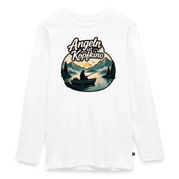 Angeln ist Kopfkino Fischer Boot T-Shirt - Teenager Premium Bio Langarmshirt - Weiß - Vorne - AI Model Kid Female (0cm)