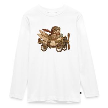 Steampunk Eulenflugmaschine - Teenager Premium Bio Langarmshirt - Weiß - Vorne - AI Model Kid Female (0cm)