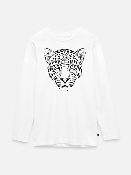 Leopard Kopf Leopardenkopf Geschenk für Sie - Teenager Premium Bio Langarmshirt - Weiß