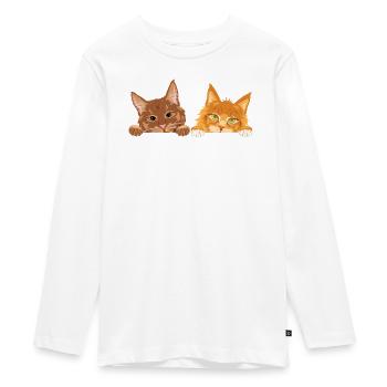 Peeking_cute_two_ginger_cats - Teenager Premium Organic Long Sleeve Shirt - white - Front - AI Model Kid Female (0cm)