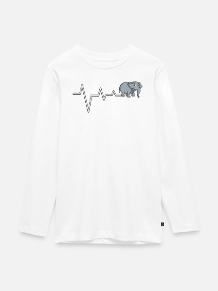 Elefant Pulse T-Shirt - Teenager Premium Bio Langarmshirt - Weiß