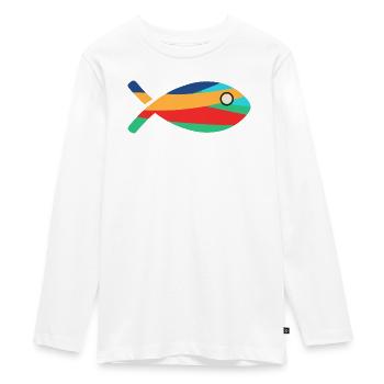 POISSON. SARDINE. POISSON D'AVRIL. MER. OCÉAN. NAT - T-shirt manches longues Premium Ado - blanc - Devant - AI Model Kid Female (0cm)