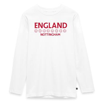 Nottingham England Football Emblem - Teenager Premium Organic Long Sleeve Shirt - white - Front - AI Model Kid Female (0cm)